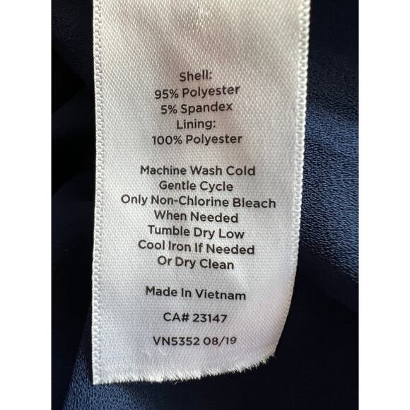 Talbots Midi Dress Size 10 Anchor Nautical Flounce Hem Split Neck Belted Navy - Picture 9 of 10